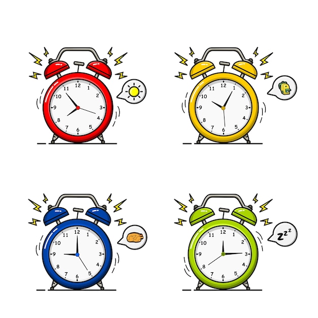 Alarm clock  with four color variations and conditions