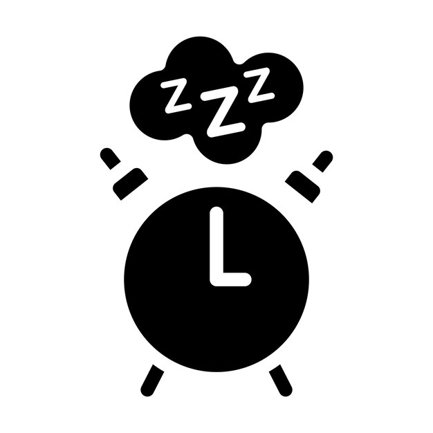 Vector alarm snooze icon isolated on white background