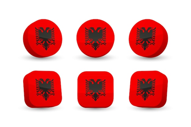 Albania flag 3d vector illustration button flag of Albania isolated on white