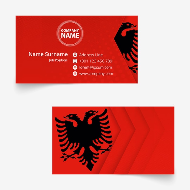 Albania Flag Business Card, standard size (90x50 mm) business card template with bleed under the clipping mask.