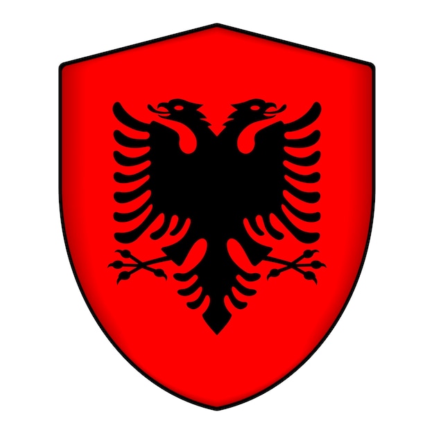 Albania flag in shield shape Vector illustration