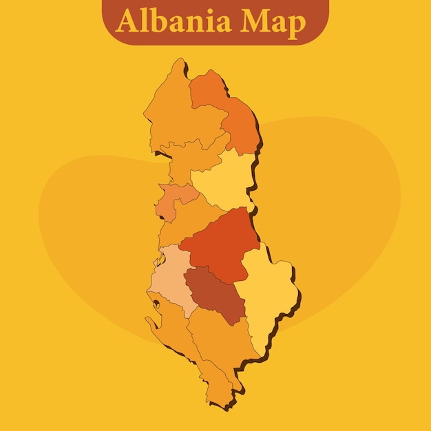 Albania map vector with regions and cities lines and full every region