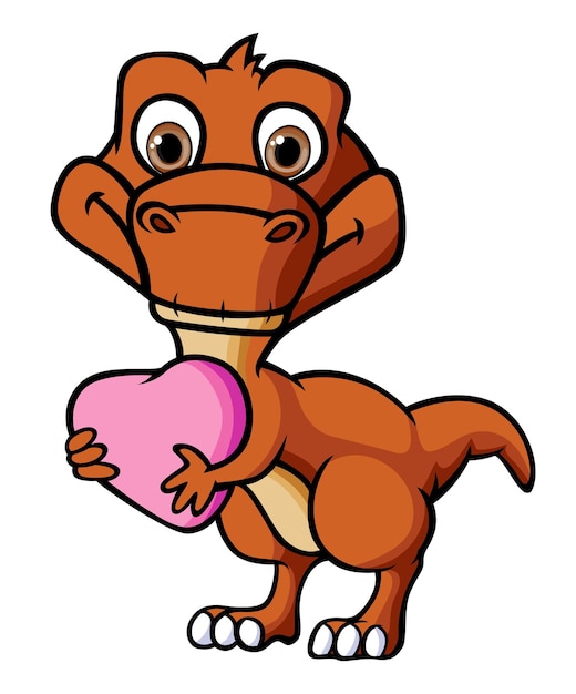 The albertosaurus is holding the heart doll of illustration