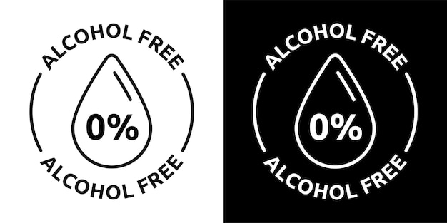 Alcohol-free 0 percent vector label.