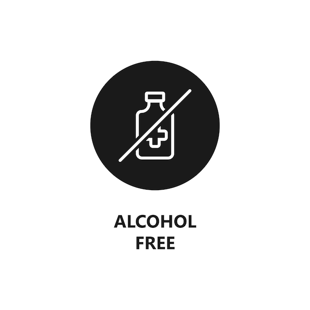 Vector alcohol free icon no alcohol logo zero percent alcohol symbol vector illustration