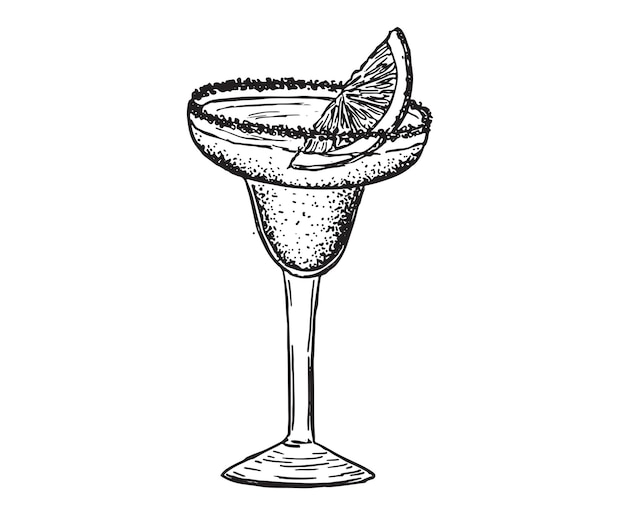 Alcoholic cocktail. Нand drawn illustrations.