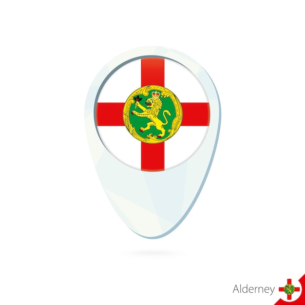 Alderney flag location map pin icon on white background