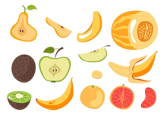 alf whole slice fruit isolated set concept flat graphic design illustration