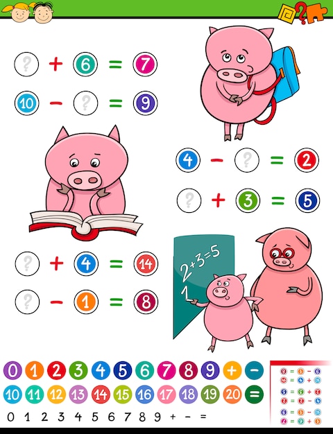 algebra game cartoon illustration