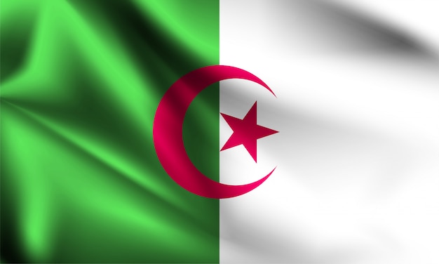 Algeria flag blowing in the wind. part of a series. Algeria waving flag.