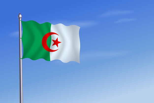 Algeria flag Independence Day blue sky background