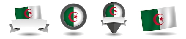 Algeria flags vector collection pointers banners icon vector state signs illustration isolated