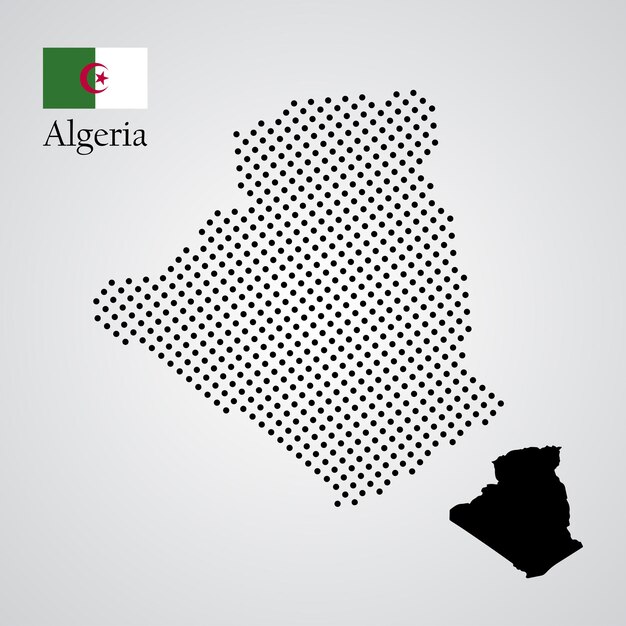 Vector algeria map silhouette halftone style