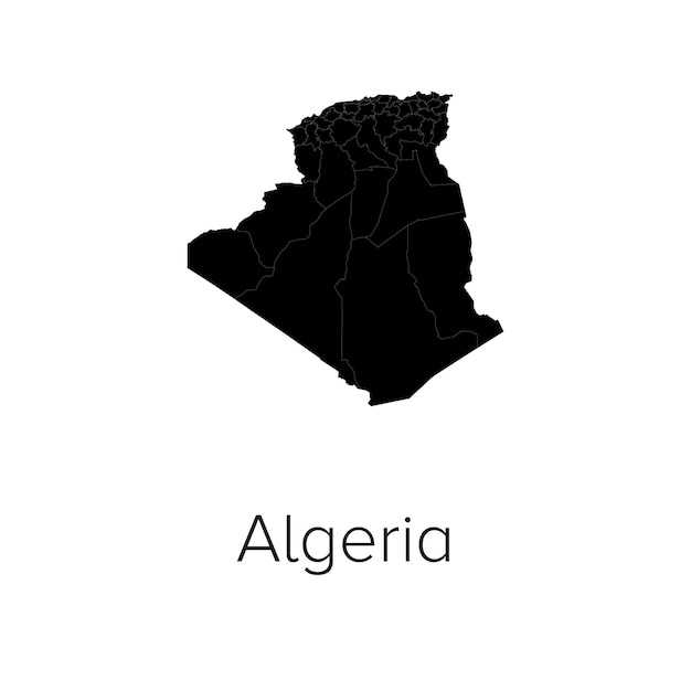 Vector algeria map vector illustration silhouette outline algeria travel and tourism map