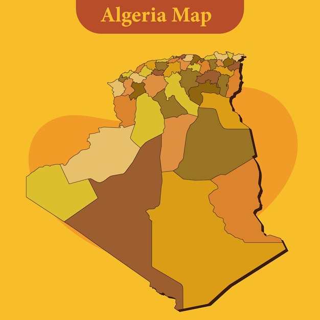 Algeria map vector with regions and cities lines and full every region