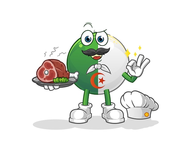 Algerian flag chef with meat mascot. cartoon vector