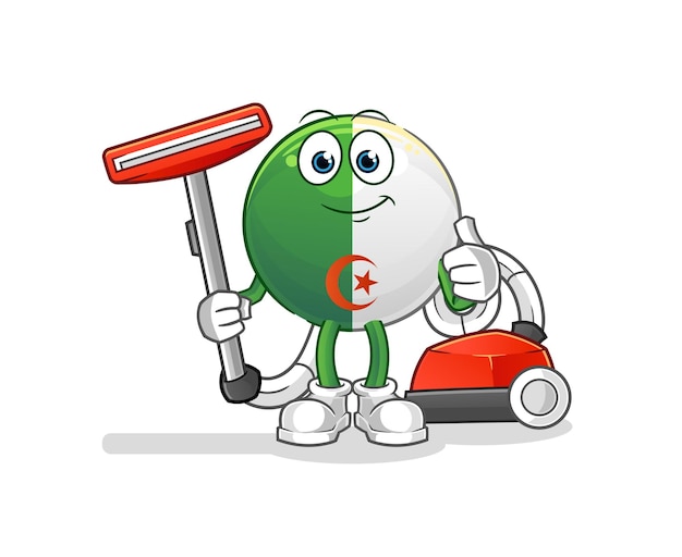 Algerian flag clean with a vacuum character vector