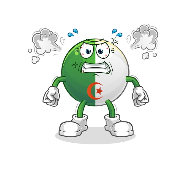 Algerian flag very angry mascot. cartoon vector