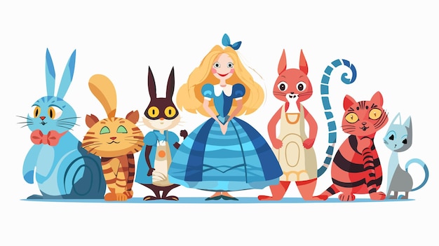 Vector alice in wonderland banner poster and card design for creative projects