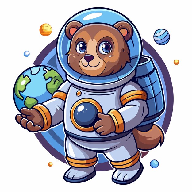 Vector alicolo bear as an astronaut vector illustration printable shirt design