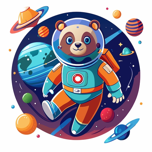 Vector alicolo bear in space vector illustration printable shirt design