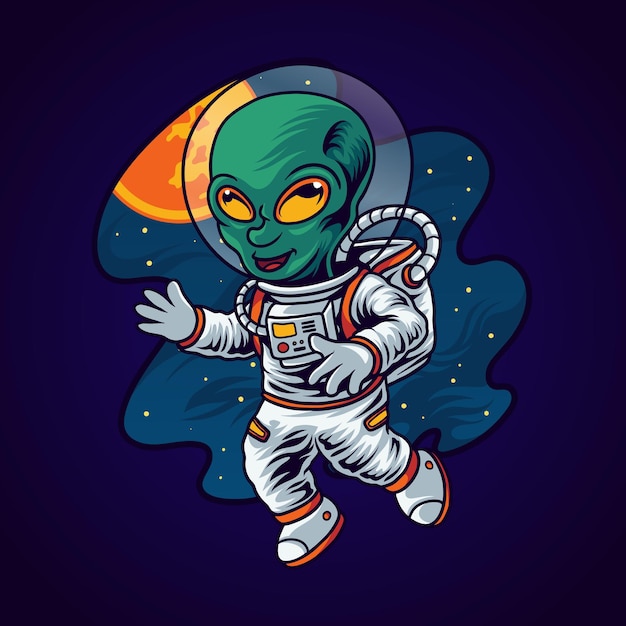 Alien astronaut in space