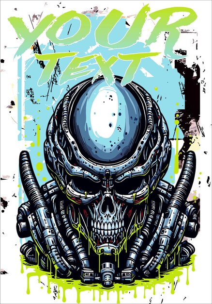 Vector alien cyberpunk skull vector illustration for design tshirt and sticker