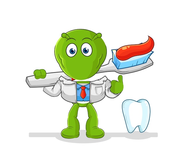 Alien dentist illustration character vector