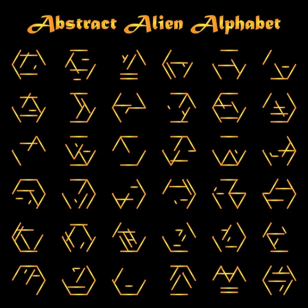 Alien golden alphabet