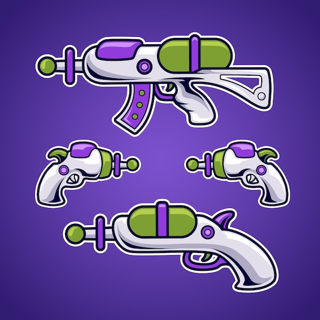 Alien gun set illustration