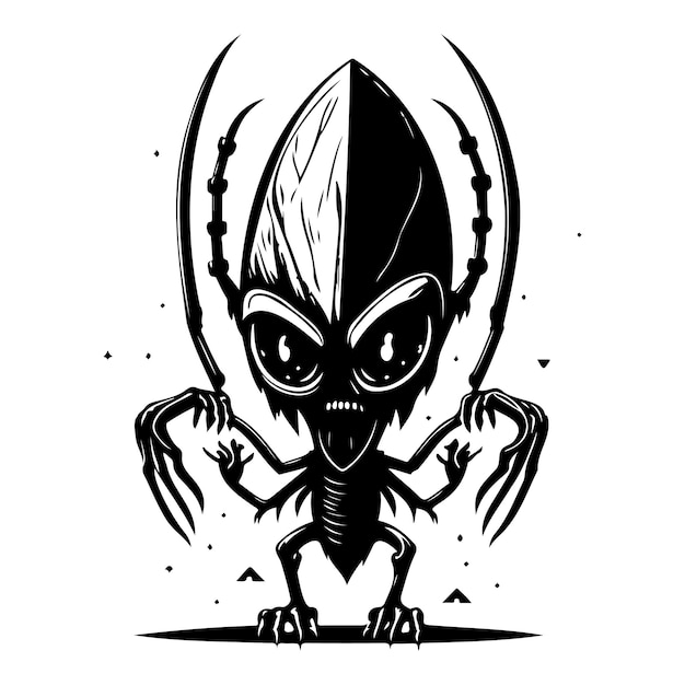 Vector alien icon hand draw black space logo symbol perfect