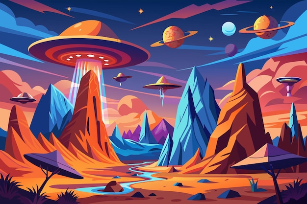 Vector alien landscapes vector illustration