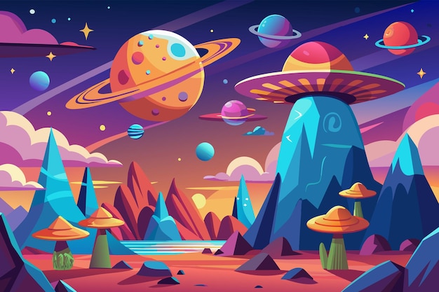 Alien landscapes vector illustration