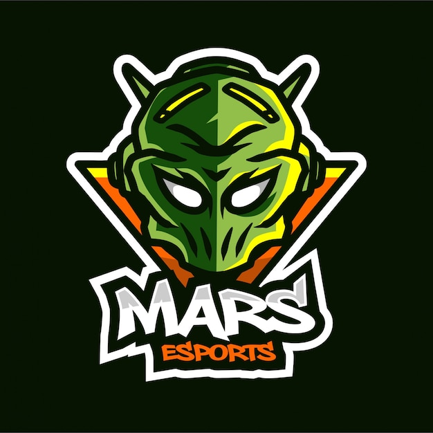 Alien mars mascot gaming logo