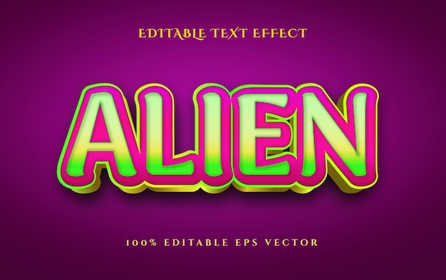 Alien multi color animation style 3d editable text effect