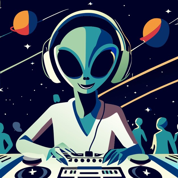 Vector an alien in party vector illustration flat 2