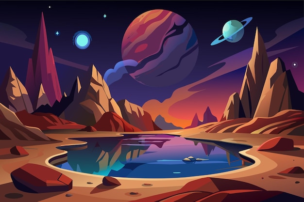 Alien planet landscape for space game background