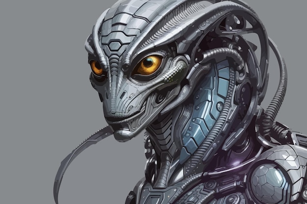 Vector alien reptilian gray color illustration