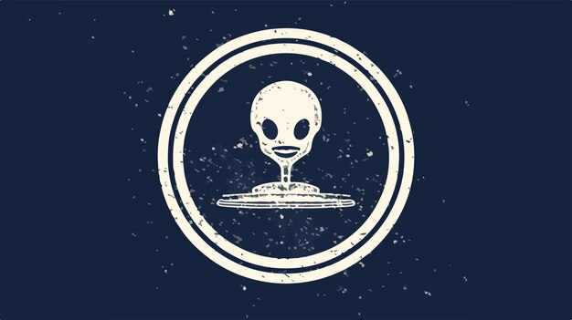 Vector alien scientist grainy textured icon overlay