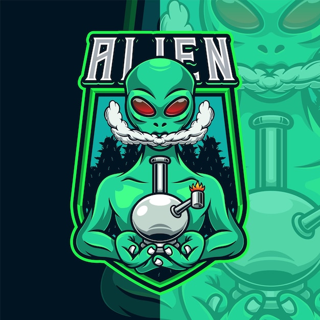 Alien Smoking Mascot Logo Template