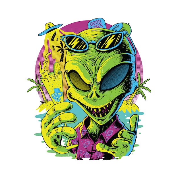 Alien at Summer, T-shirt Design