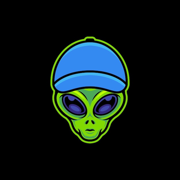 Vector alien wearing hat vector art illustration on isolated background