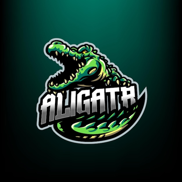 Vector aligator mascot logo template isolated on the black background