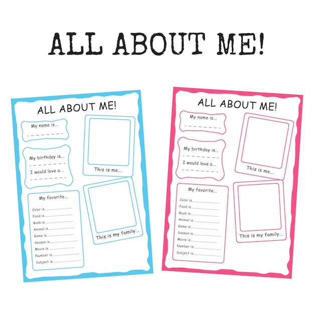 All about Me Printable Sheet