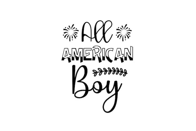 All american boy lettering with dandelions. vector illustration.