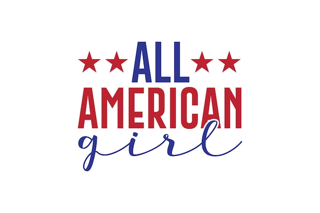 All american girl logo with stars and stripes.