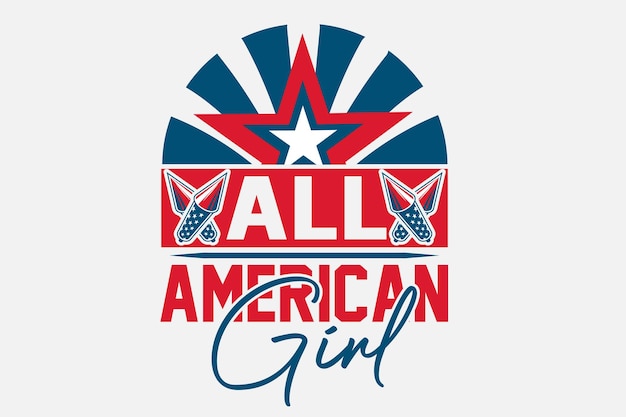 All american girl logo with stars and stripes