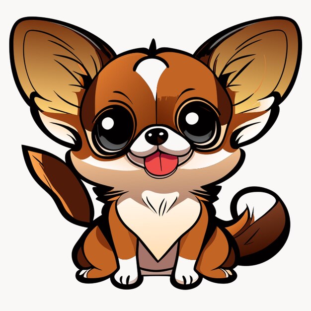 all brown chihuahua looking adorable playing magic realistic illustration concept art 2d flat