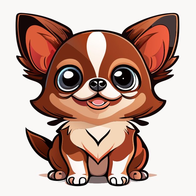 all brown chihuahua looking adorable playing magic realistic illustration concept art 2d flat