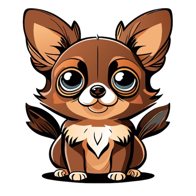 all brown chihuahua looking adorable playing magic realistic illustration concept art 2d flat